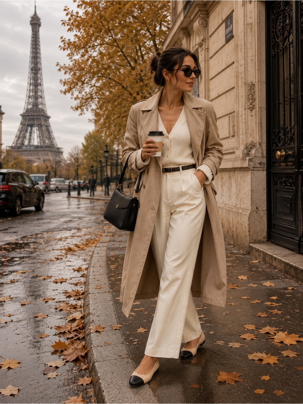 Steve Madden Nude and Black Cap-Toe Ballet Flats